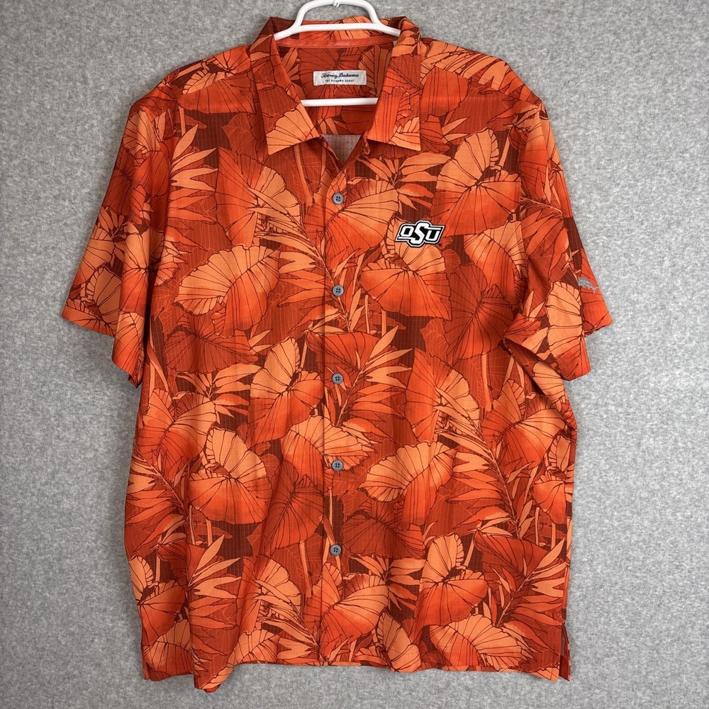 Oklahoma State University Tommy Bahama Shirt Mens XL Performance Button Up